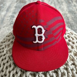 Boston Red Sox Hat Cap Mens Fitted Red New Era 59Fifty USA Flag MLB